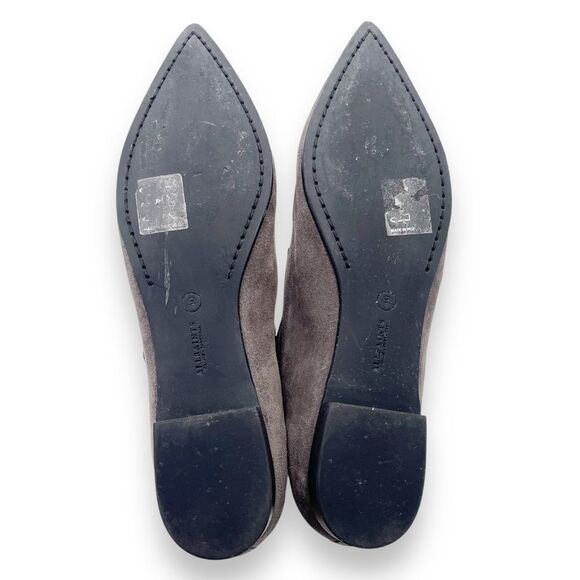 Allsaints Viv Pointed Toe Gray Suede Western Double Strap Bootie Size 40 | US 9 - Picture 14 of 16